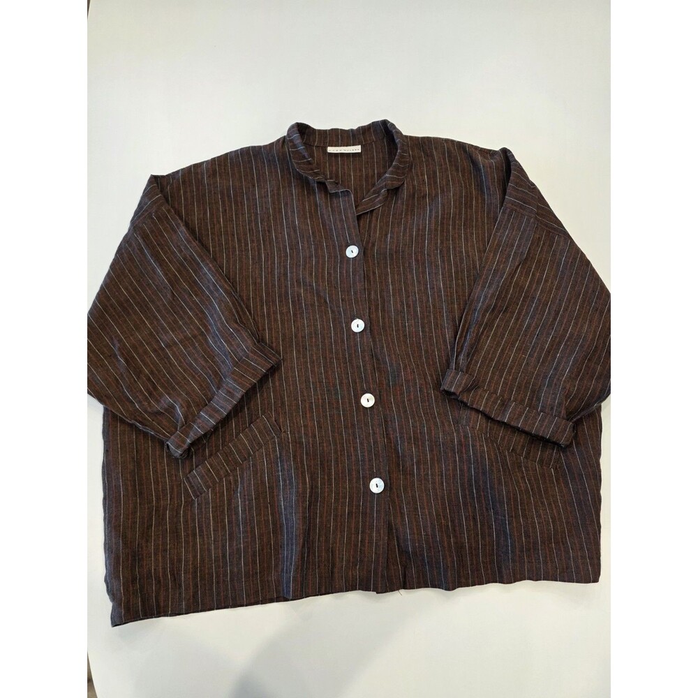 Bryn Walker 100% Linen Danuta Jacket Womens Medium Button Up Lagenlook Oversized